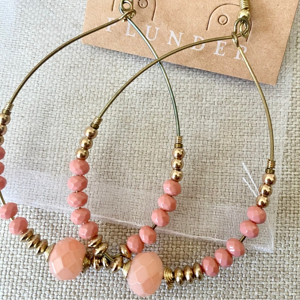 Boho Pink and Gold Beaded Plunder Designs Everyday Chic Earrings